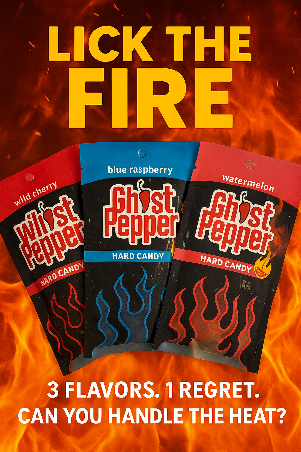 Lick the Fire – Ghost Pepper Candy 3-Pack