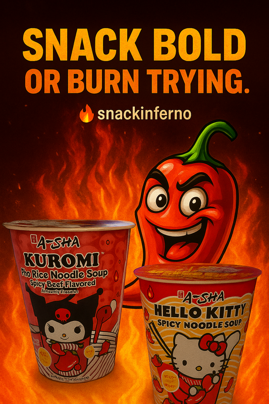 🔥 Hello Kitty & Kuromi Spicy Noodle 2-Pack – Snack Inferno Exclusive